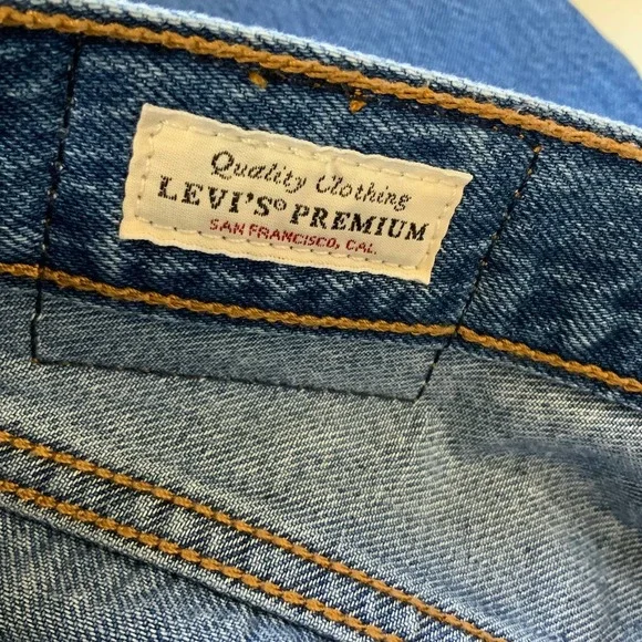 Levis Premium Ribcage Straight Ankle Jeans Denim Blue Stretch Button Fly Sz 25 - Picture 11 of 11